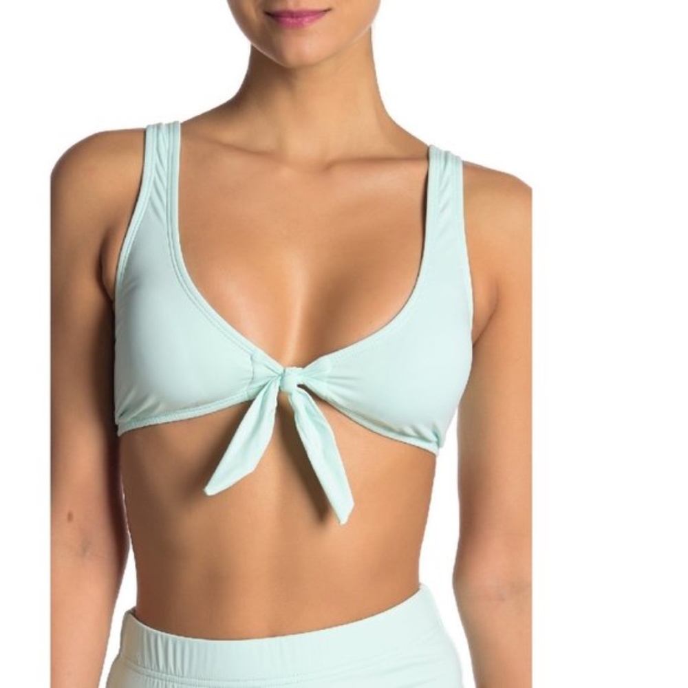 The Bikini Lab Solid Tie Front Bikini Top